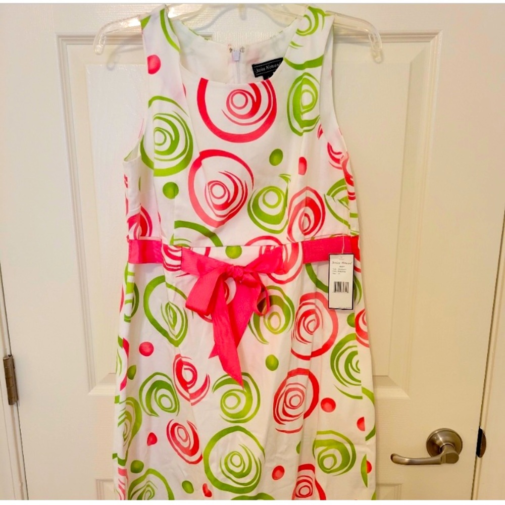 Jessica Howard White Pink & Green Sleeveless Dress